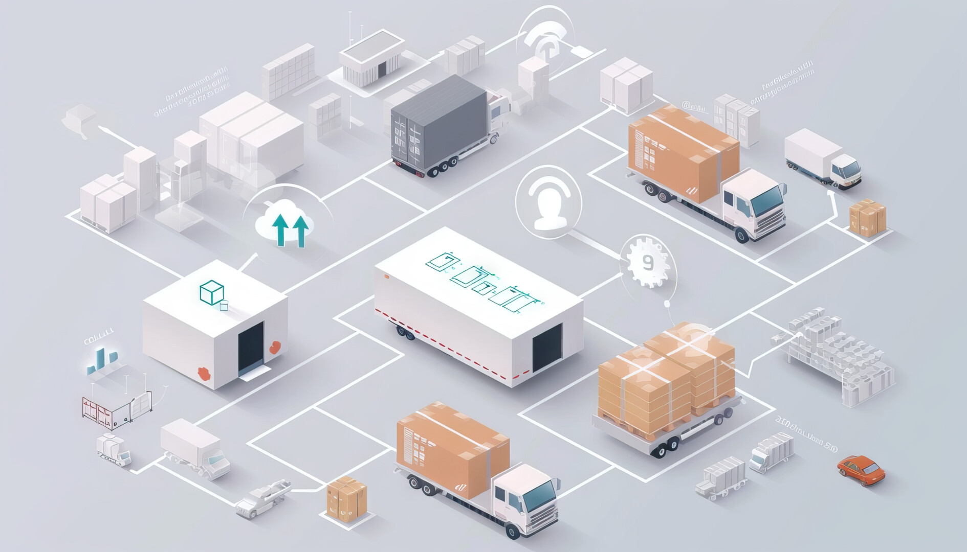 Ilustración que detalla las operaciones logísticas de una empresa