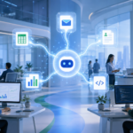 Plataforma de agentes de IA Gemini Enterprise conectando equipos y flujos de trabajo empresariales
