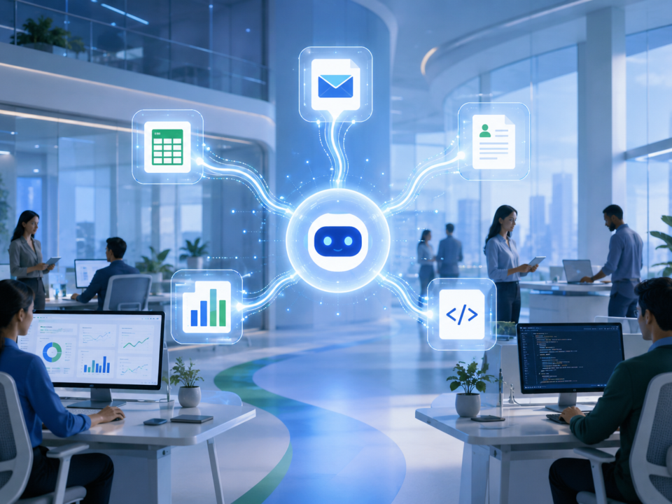 Plataforma de agentes de IA Gemini Enterprise conectando equipos y flujos de trabajo empresariales