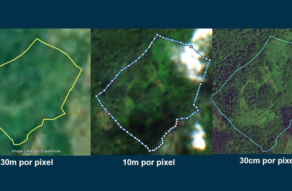 Comparación de la resolución de imágenes satelitales desde 30m hasta 30cm en Panamá.
