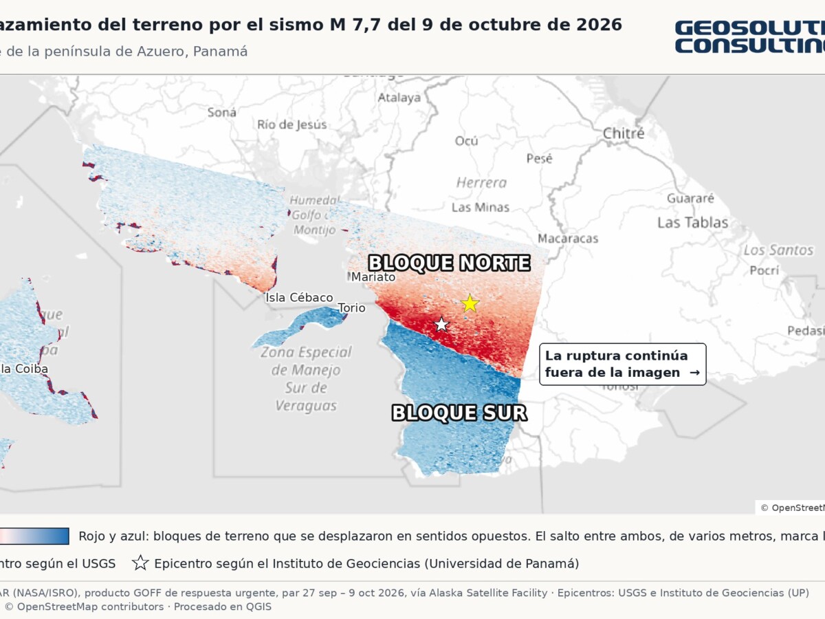 Sismo en Panamá: mapa del desplazamiento del terreno en el suroeste de Azuero con datos del satélite NISAR